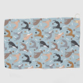 グレイタリアンイハウンド犬の骨と前足 ゴルフタオル (横)