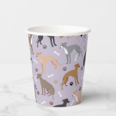 グレイタリアンイハウンド犬の骨と前足 紙コップ (裏面)