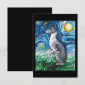 グレイタリアンイハウンド·スターリー·ナイト·ホイッペット·ドッグ·アート サンキューカード (正面/裏面)