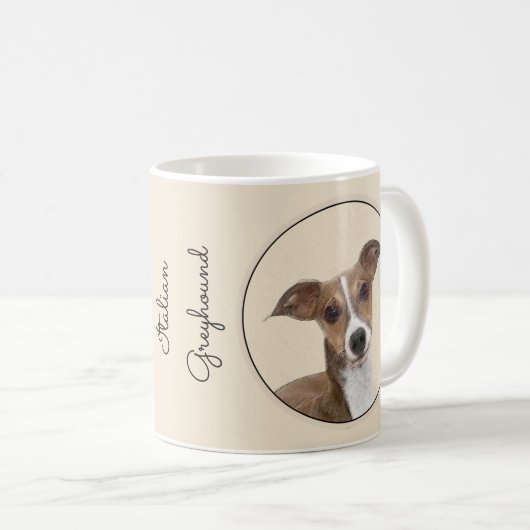 グレイタリアンイハウ絵画ンド's -かわいいオリジナルの犬のアート コーヒーマグカップ (正面右)
