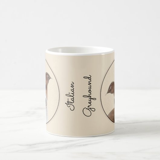 グレイタリアンイハウ絵画ンド's -かわいいオリジナルの犬のアート コーヒーマグカップ (中央)