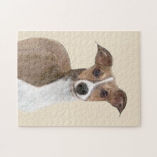 グレイタリアンイハウ絵画ンド's -かわいいオリジナルの犬のアート ジグソーパズル (横)
