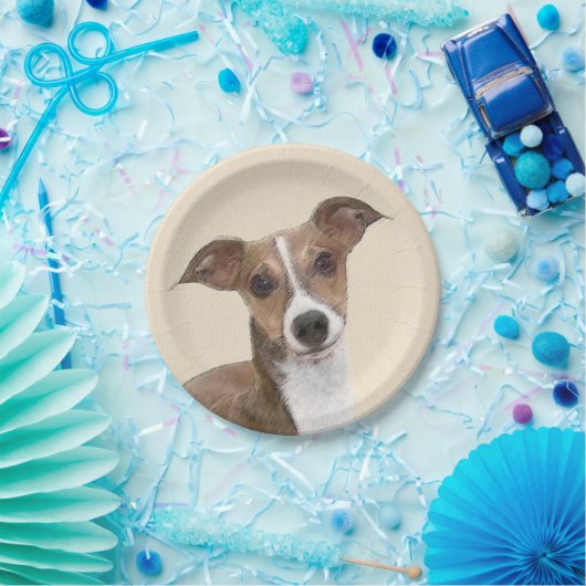 グレイタリアンイハウ絵画ンド's -かわいいオリジナルの犬のアート ペーパープレート (パーティー)