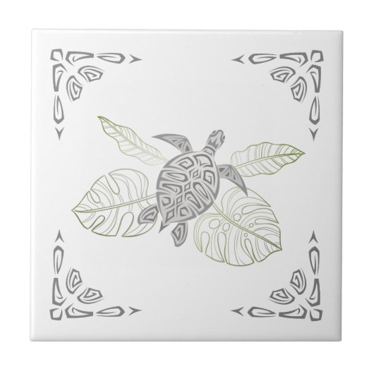 グレイターターと装飾品のトロピカル タイル (正面)