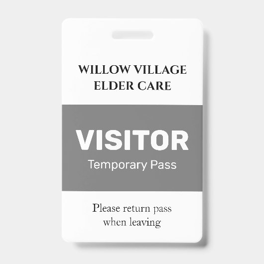 グレイテンポラリービジターパス病院気にホーム バッジ (正面)