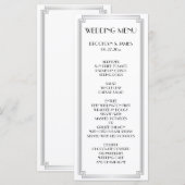 グレイト・ギャツビー アートデコ シルバー ウェディング メニュー カード (正面/裏面)