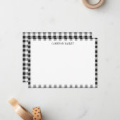 グレイドジンガムバッファローブラック&ホワイトネーム ノートカード (正面/裏面インサイチュ)