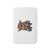 グレイドスカーフ巻き付きキュートな西ハイランド牛ベビー バスマット (正面縦)