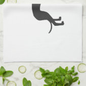 グレイハイタリアンウンドの黒いシルエット キッチンタオル (折り畳み)