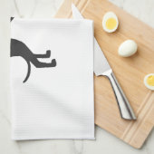グレイハイタリアンウンドの黒いシルエット キッチンタオル (四つ折り)