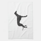 グレイハイタリアンウンドの黒いシルエット キッチンタオル (縦)