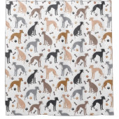 グレイハイタリアンウンド犬の骨と前足シャワーカータイ シャワーカーテン (正面)