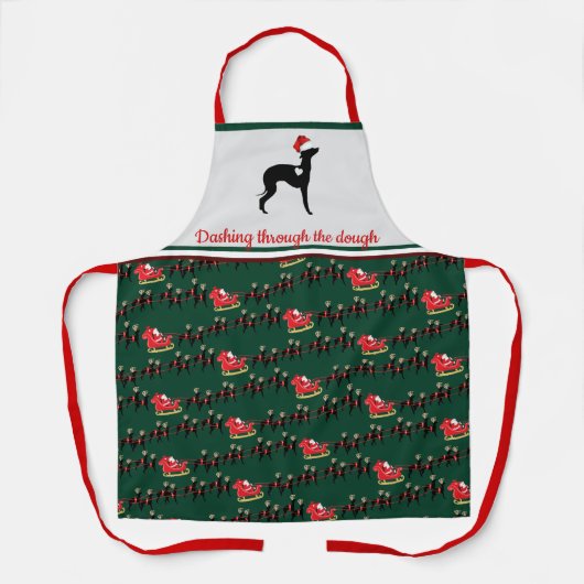 グレイハウイタリアンンドクリスマスイギー  エプロン (正面)