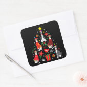 グレイハウイタリアンンドクリスマス装飾木の犬のお母さん スクエアシール (封筒)