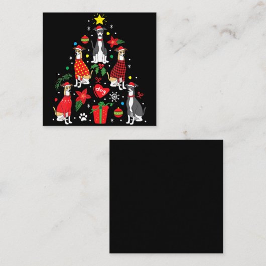 グレイハウイタリアンンドクリスマス装飾木の犬のお母さん スクエア名刺 (正面/裏面)