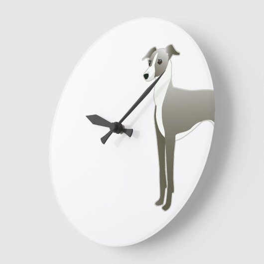 グレイハウイタリアンンドドッグブリードイラストレーションシルエット ラージ壁時計 (傾斜)