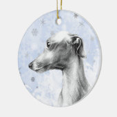 グレイハウイタリアンンドドッグポートレートパーソナライズされた文字 セラミックオーナメント (左)