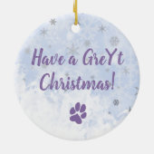 グレイハウイタリアンンドドッグポートレートパーソナライズされた文字 セラミックオーナメント (裏面)