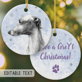 グレイハウイタリアンンドドッグポートレートパーソナライズされた文字 セラミックオーナメント