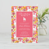 グレイハウイタリアンンドフローラドッグラバー誕生日 招待状 (スタンド正面)
