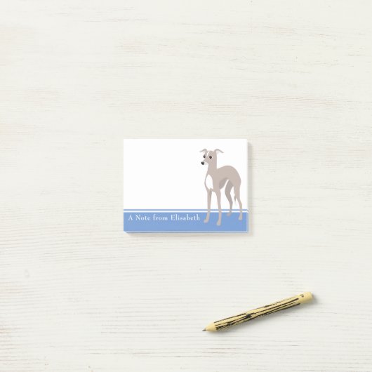 グレイハウイタリアンンド名前をカスタムする ポストイット (デスク上)