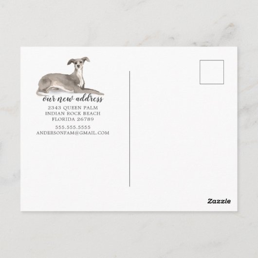 グレイハウイタリアンンド引っ越し案内はがき ポストカード (裏面)