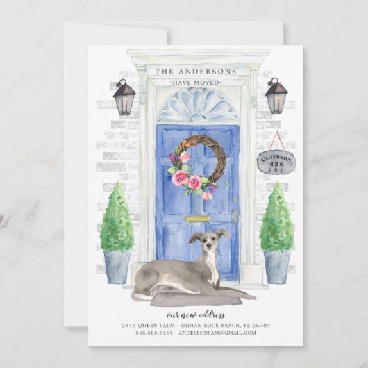 グレイハウイタリアンンド玄関ドア移動アナウンス 招待状 (正面)