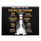 グレイハウイタリアンンド解剖おもしろい犬マムパパ贈答品 カレンダー (カバー)