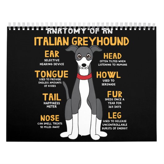 グレイハウイタリアンンド解剖おもしろい犬マムパパ贈答品 カレンダー (カバー)