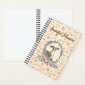 グレイハウイタリアンンド・ドッグ・ポー・プリント&フローラカワイト ノートブック (内側)