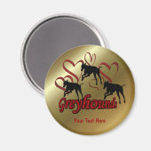 グレイハウンズと赤いハート犬 マグネット (正面/裏面)