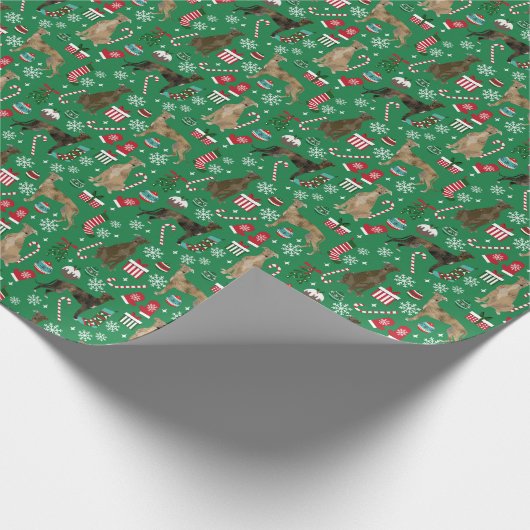 グレイハウンズのブリンドクリスマス犬 ラッピングペーパー (角)