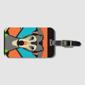 グレイハウンドおもしろいドッグ抽象芸術アート ラゲッジタグ (正面横)