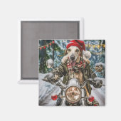 グレイハウンドがバイクに乗るクリスマス マグネット (正面/裏面)