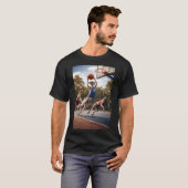 グレイハウンドがバスケットボールをする Tシャツ (正面フル)