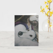 グレイハウンドとイエスオリジナルドッグアートノートカード カード (黄色い花)