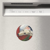 「グレイハウンドとサンタ」ドッグアートマグネット マグネット (インサイチュ (食洗機))