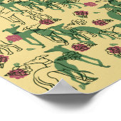 グレイハウンドとバラグレイハウンドバラパターン春 ポスター (角)