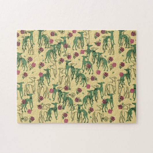 グレイハウンドとバラ ジグソーパズル (横)