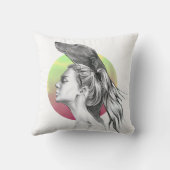 グレイハウンドと女性ポートレートドッグラバーアエレガントート クッション (裏面)