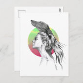 グレイハウンドと女性ポートレートドッグラバーアエレガントート ポストカード (正面/裏面)