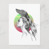 グレイハウンドと女性ポートレートドッグラバーアエレガントート ポストカード (正面)