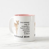 グレイハウンドのお母さんのマグ ツートーンマグカップ (正面左)