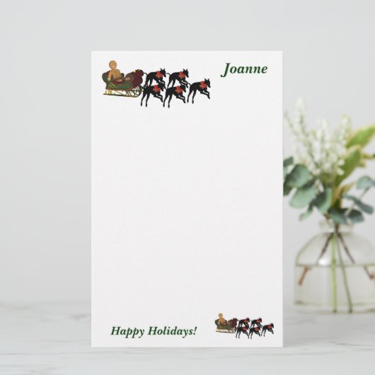 グレイハウンドのそりのクリスマスのパーソナライズな文房具 便箋 (スタンド正面)