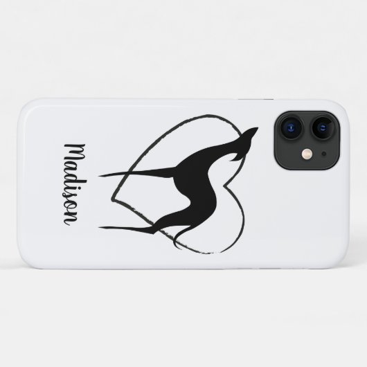 グレイハウンドのウィペットのシルエットとかわいいハート名 Case-Mate iPhoneケース (裏面(横))