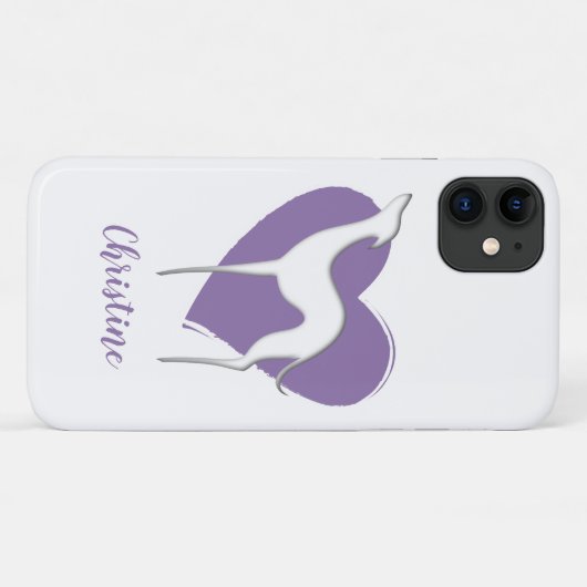 グレイハウンドのウィペットのシルエットと可愛いバイオレットハート Case-Mate iPhoneケース (裏面(横))