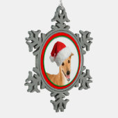 グレイハウンドのクリスマスのオーナメント スノーフレークピューターオーナメント (左)