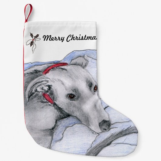 グレイハウンドのクリスマスのストッキング(a33) スモールクリスマスストッキング (正面)