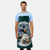 グレイハウンドのクリスマスギフト エプロン (着用した状態)