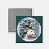 グレイハウンドのクリスマスプレゼント マグネット (正面/裏面)